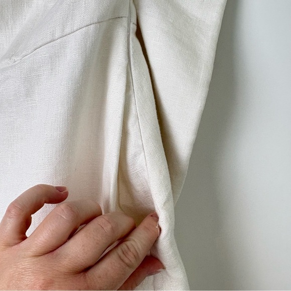 Dissh White 100% Linen Mini Dress Bow Size 6 $200 Pocket Wedding Bachelorette - Picture 5 of 9